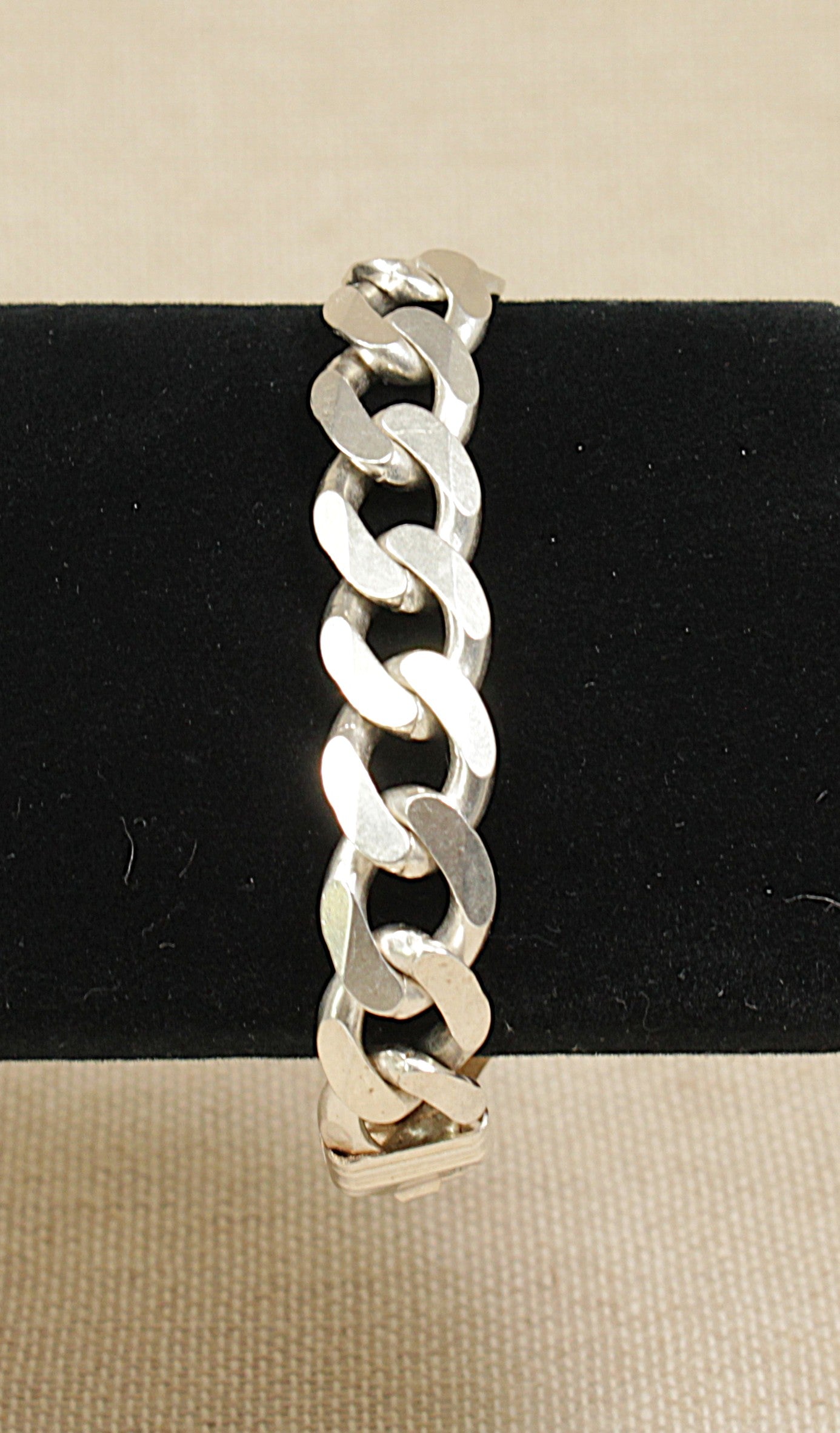 Silver Flat Curb Link Bracelet