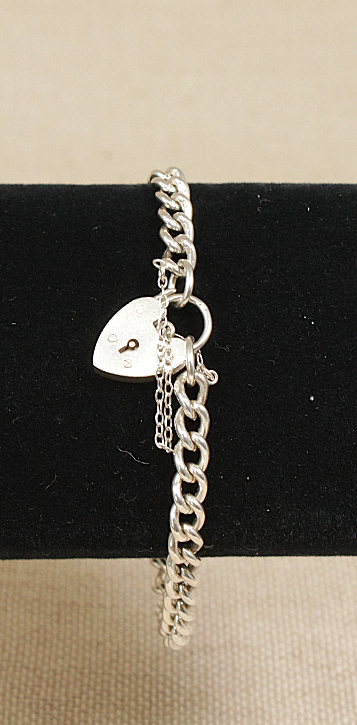 Vintage Silver Curb Link Padlock Bracelet