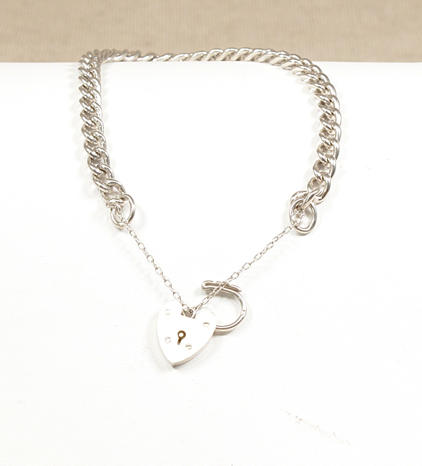 Vintage Silver Curb Link Padlock Bracelet