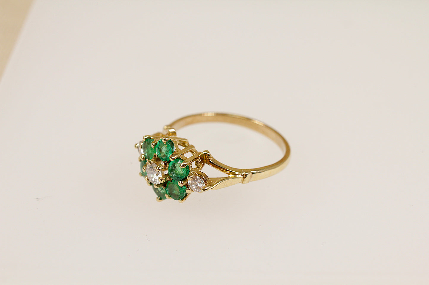 9ct Emerald & Diamond Cluster Ring