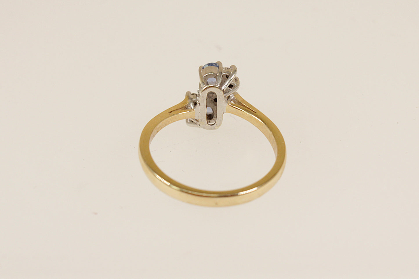 9ct Gold Blue Topaz and Diamond Duo Ring
