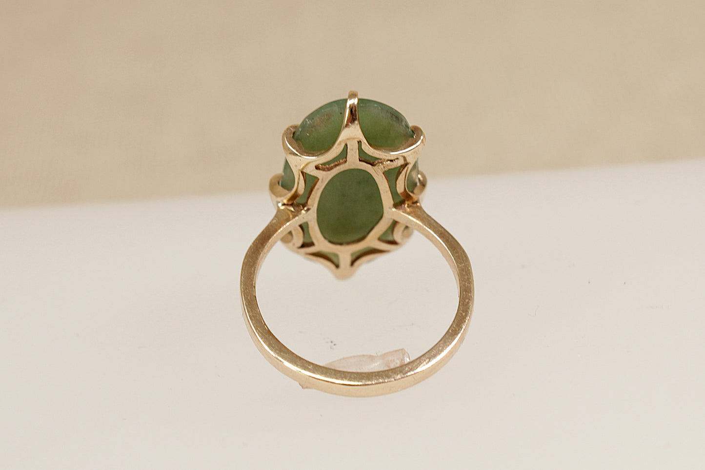 9ct Gold Jadeite Navette Ring