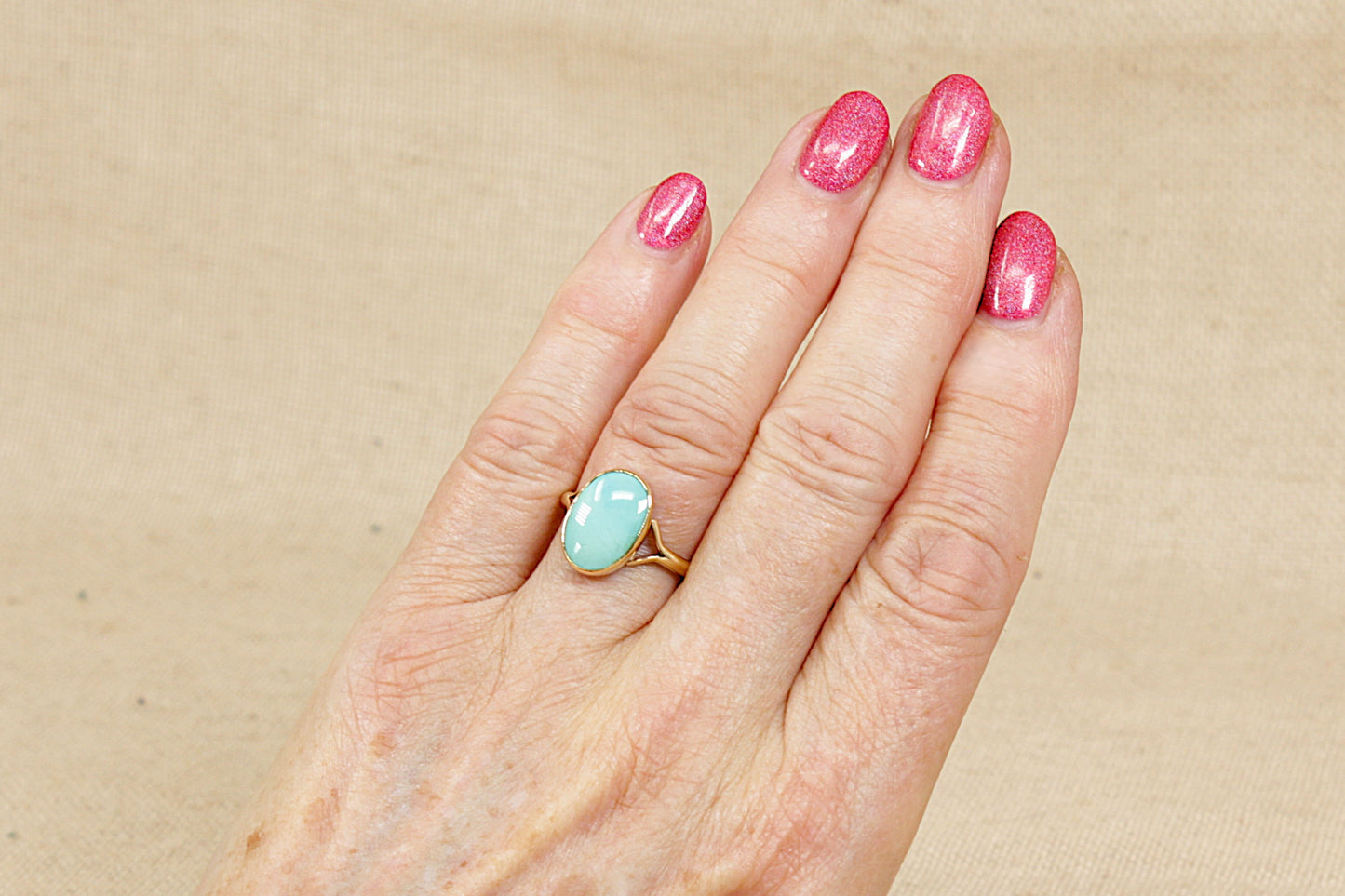 Vintage Turquoise Solitaire Gold Ring