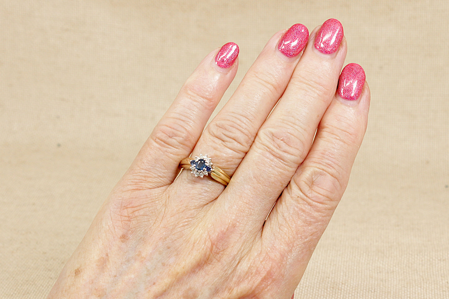 9ct Gold Sapphire and Diamond Cluster Ring