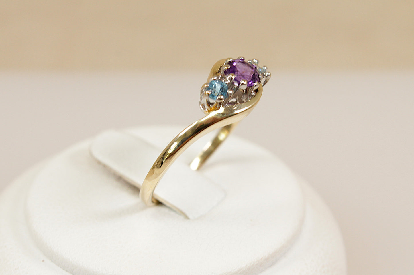 Amethyst Aquamarine Vintage Gold Ring