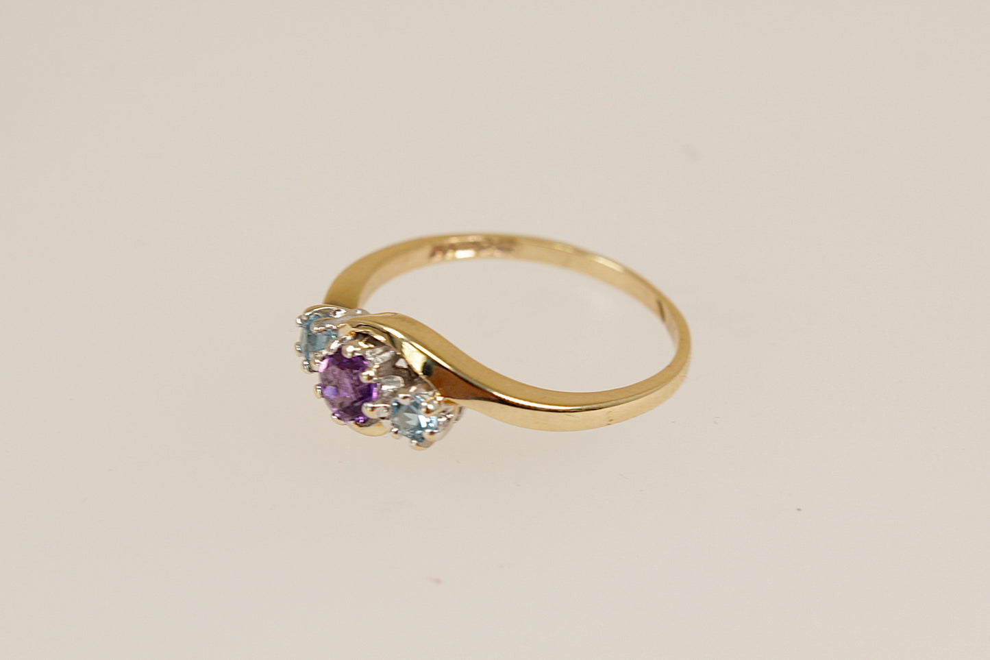 Amethyst Aquamarine Vintage Gold Ring