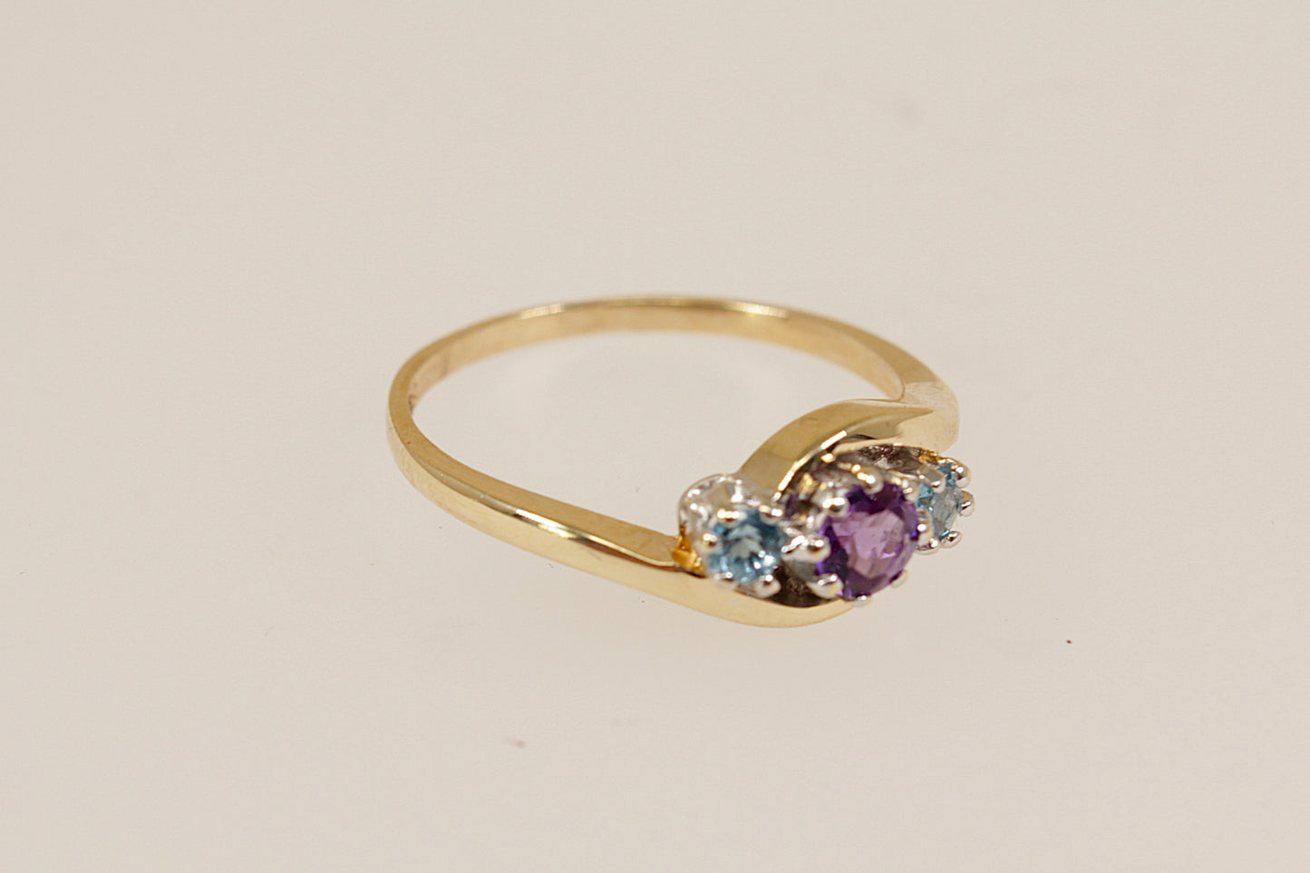 Amethyst Aquamarine Vintage Gold Ring