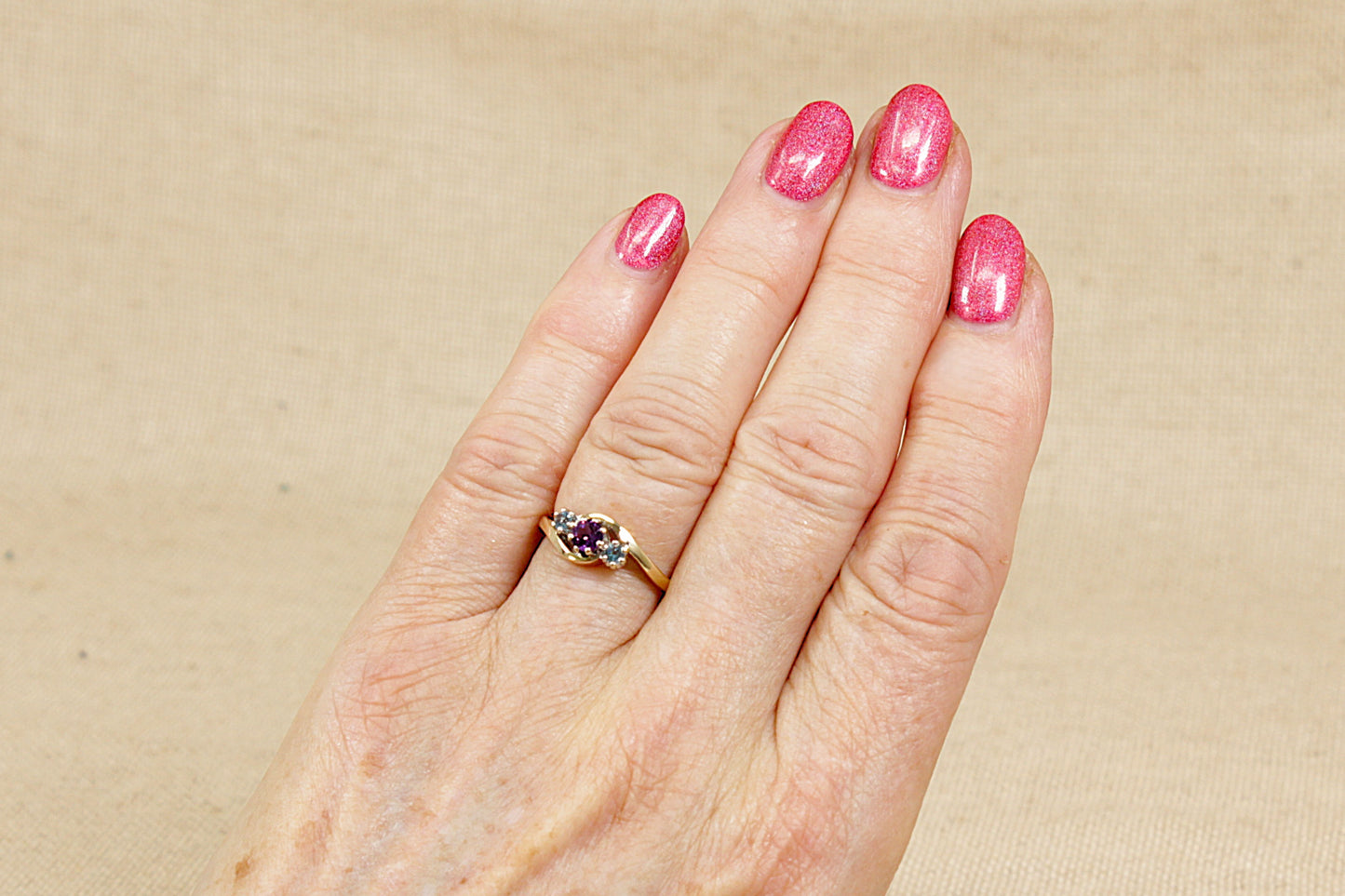 Amethyst Aquamarine Vintage Gold Ring