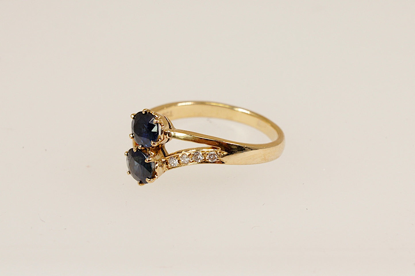 18ct Gold Sapphire and Diamond Duo Ring