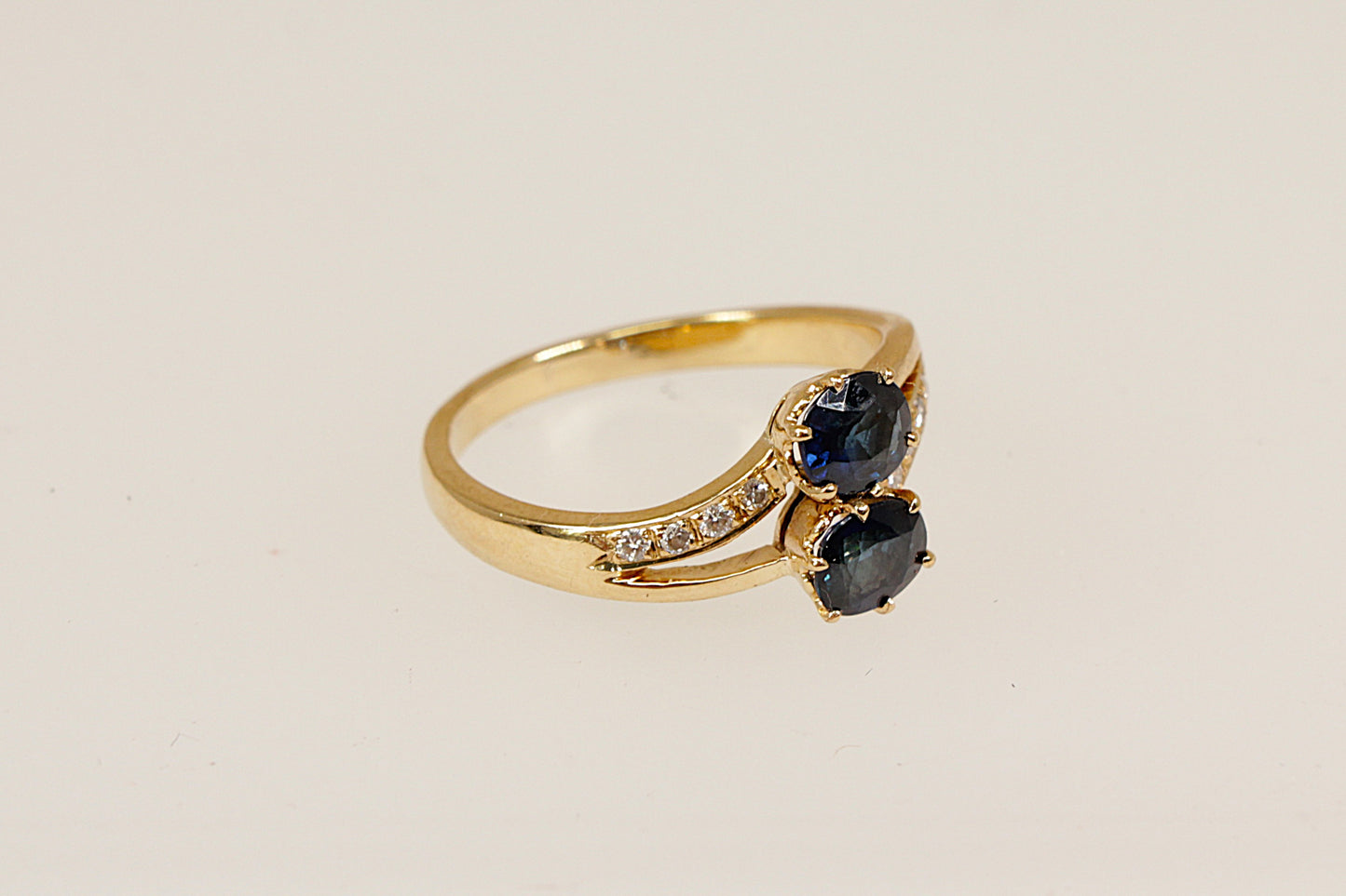 18ct Gold Sapphire and Diamond Duo Ring