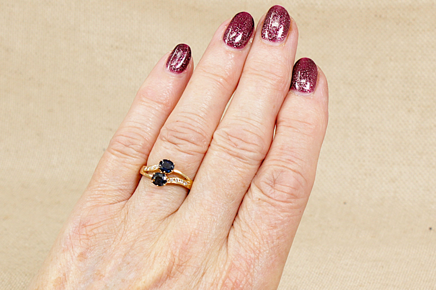 18ct Gold Sapphire and Diamond Duo Ring