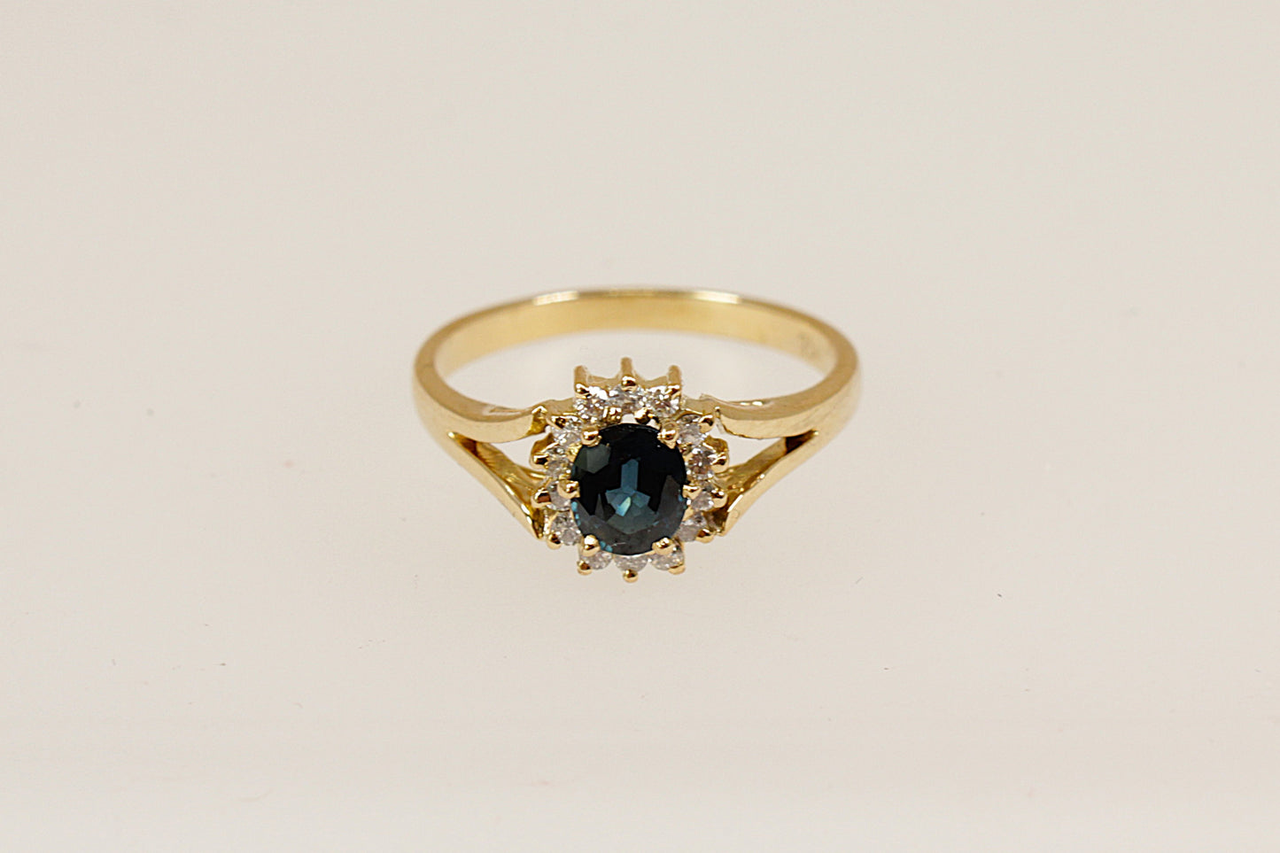 Sapphire and Diamond ‘Diana’ Cluster Ring