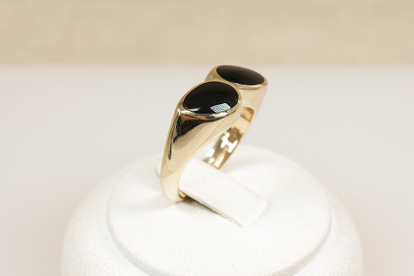 9ct Gold Whitby Jet Duo Ring
