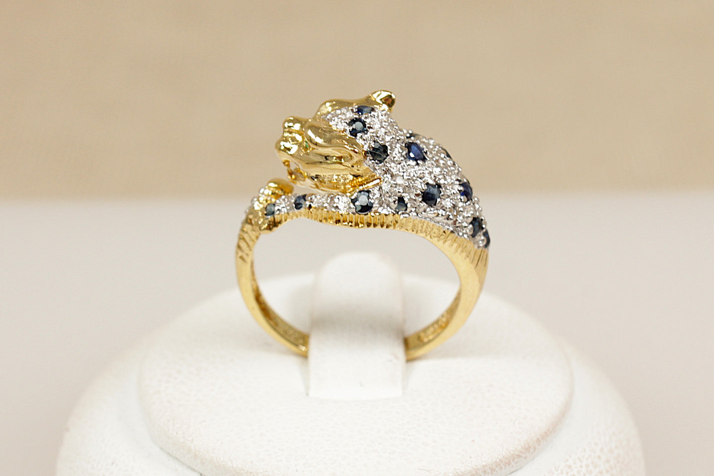 Sapphire and Diamond 'Roaring Leopard' Ring
