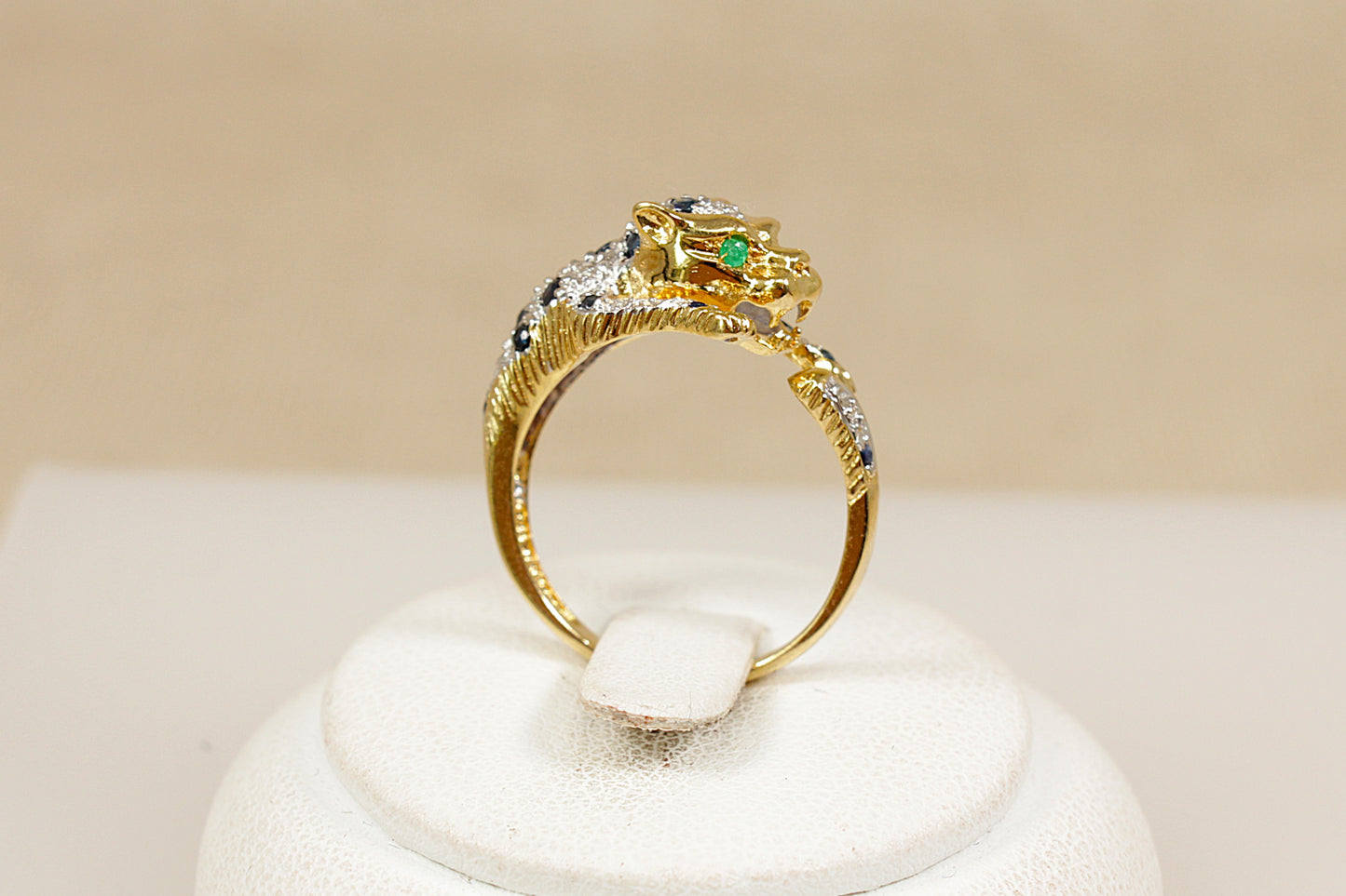 Sapphire and Diamond 'Roaring Leopard' Ring