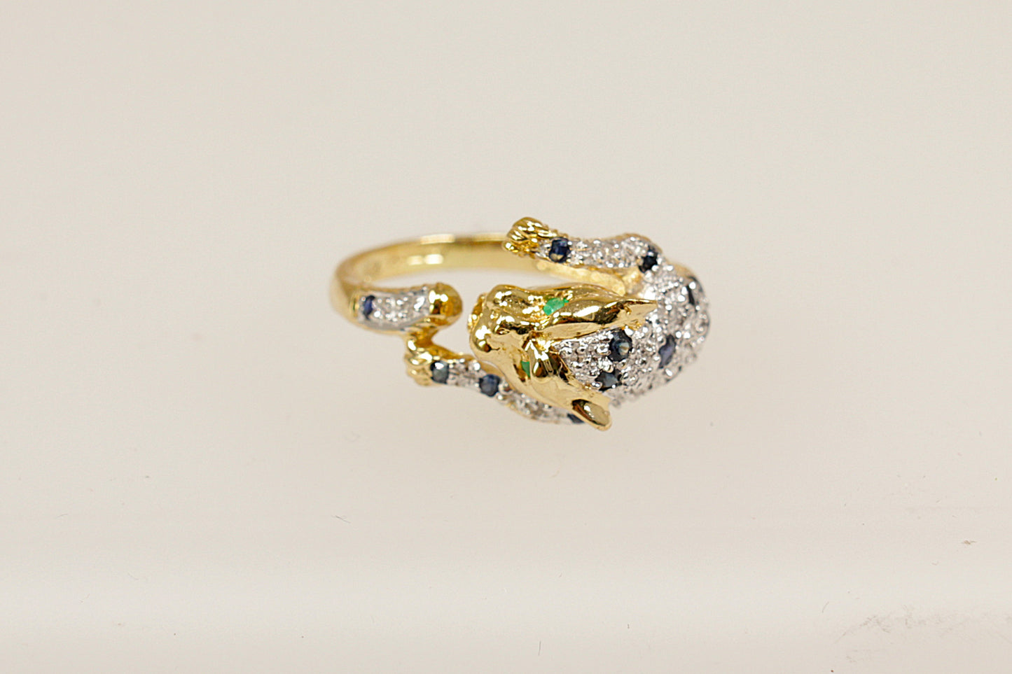 Sapphire and Diamond 'Roaring Leopard' Ring