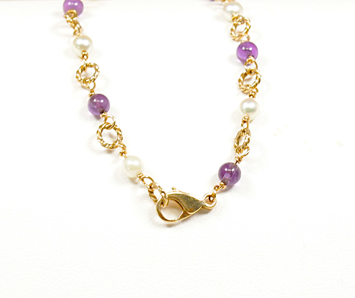 9ct Gold Amethyst and Pearl Bracelet