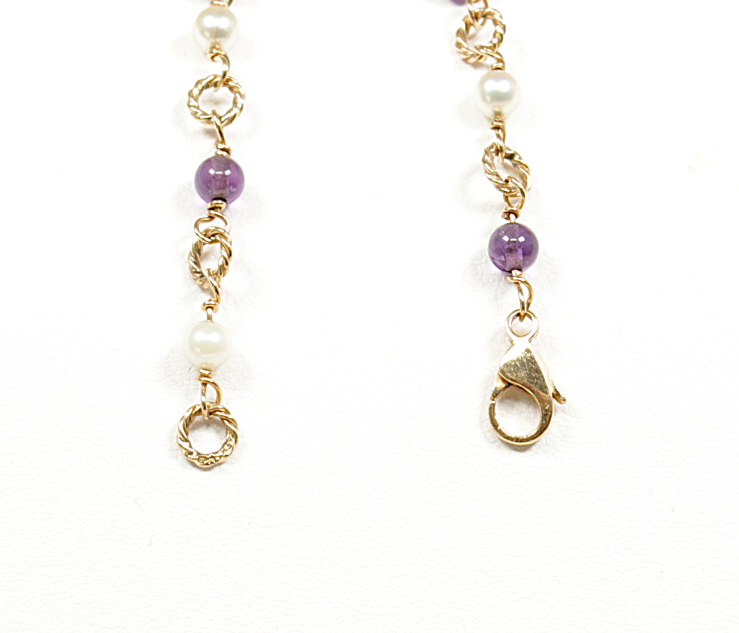 9ct Gold Amethyst and Pearl Bracelet