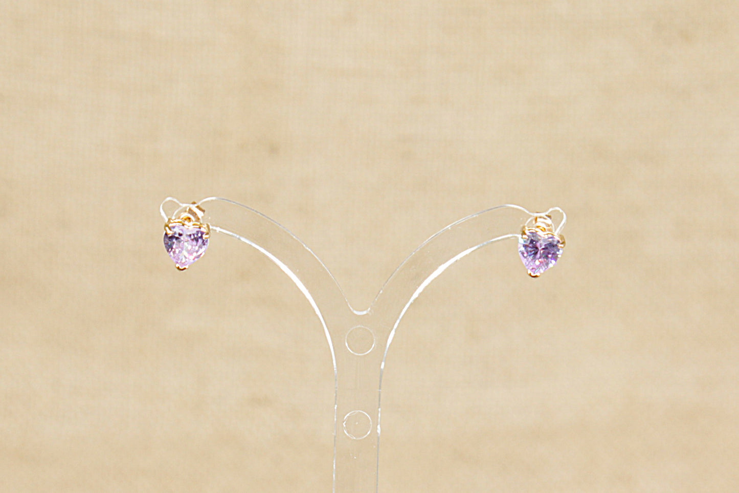9ct Heart-Shaped Crystal Stud Earrings