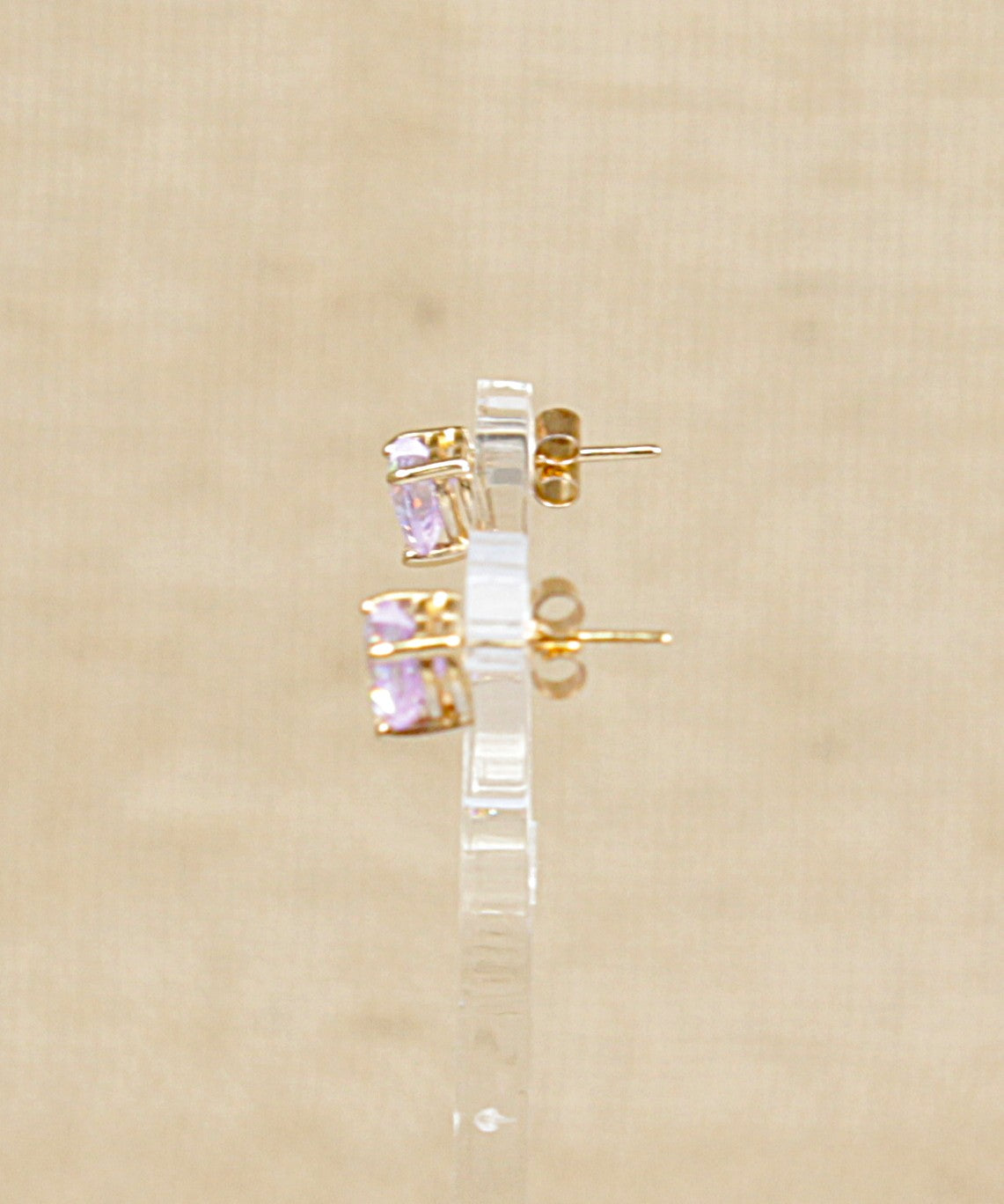 9ct Heart-Shaped Crystal Stud Earrings