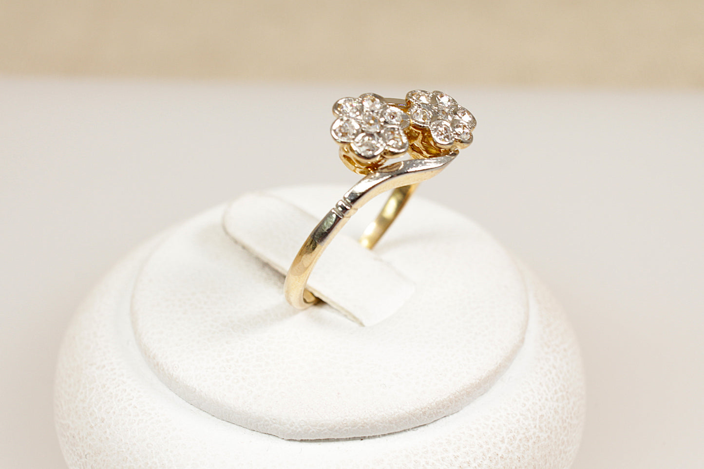 Vintage 18ct Diamond Duo Cluster Ring