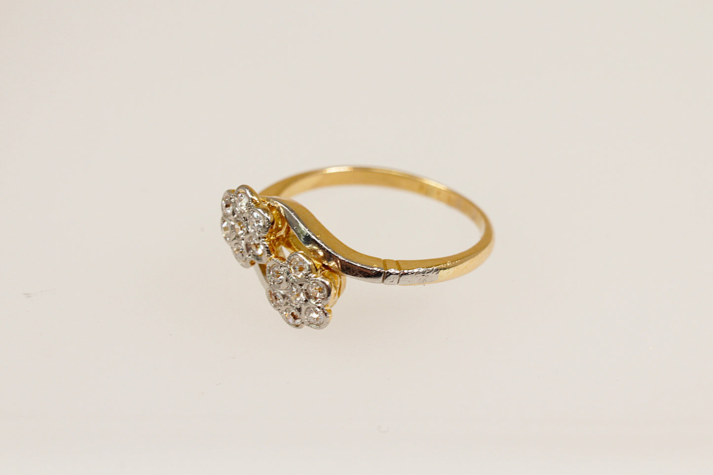 Vintage 18ct Diamond Duo Cluster Ring