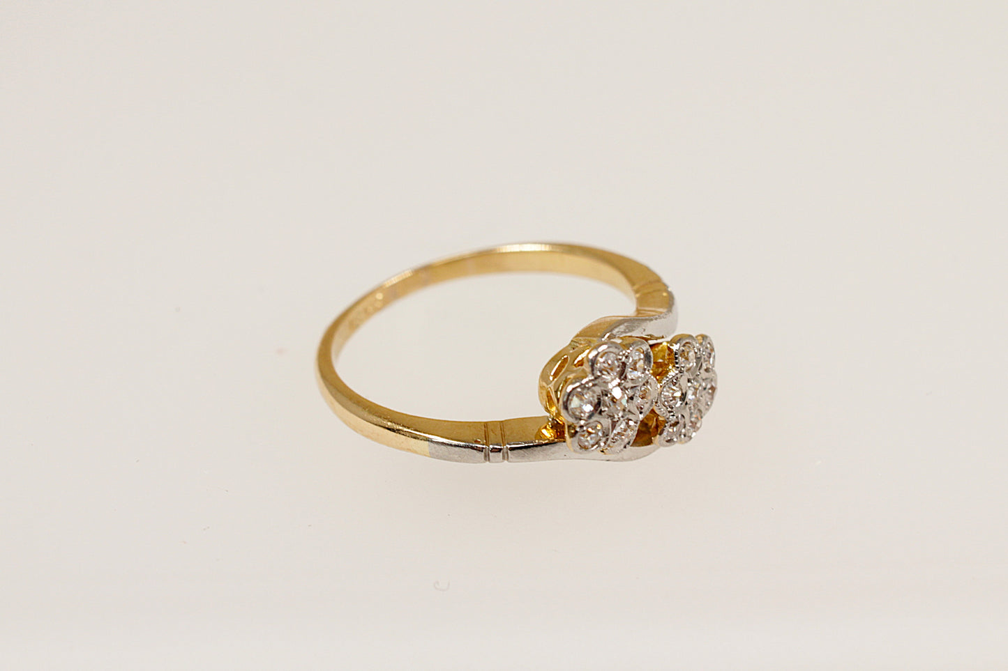 Vintage 18ct Diamond Duo Cluster Ring