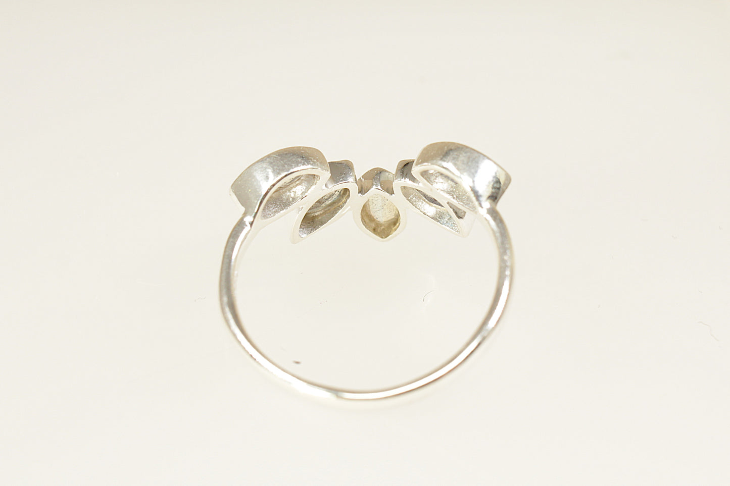 Silver Half Halo Labradorite Designer Ring