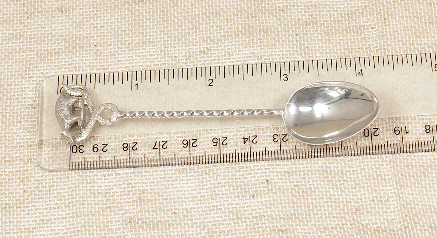 Antique Victorian Silver Teaspoon with a Lemur Finial