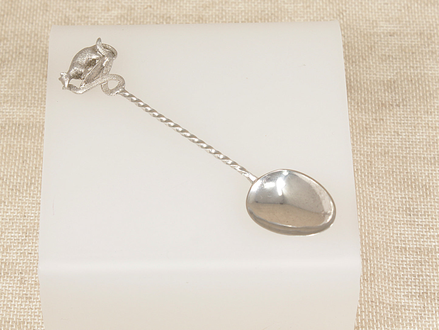 antique victorian silver teaspoon with lemur finial