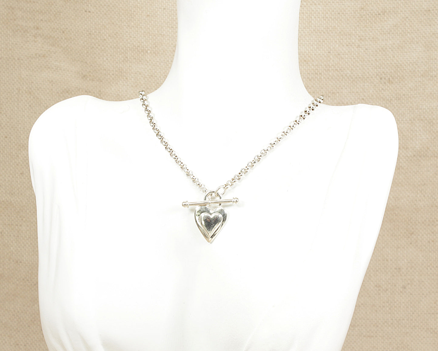 Silver ‘T’ Bar Heart Necklace