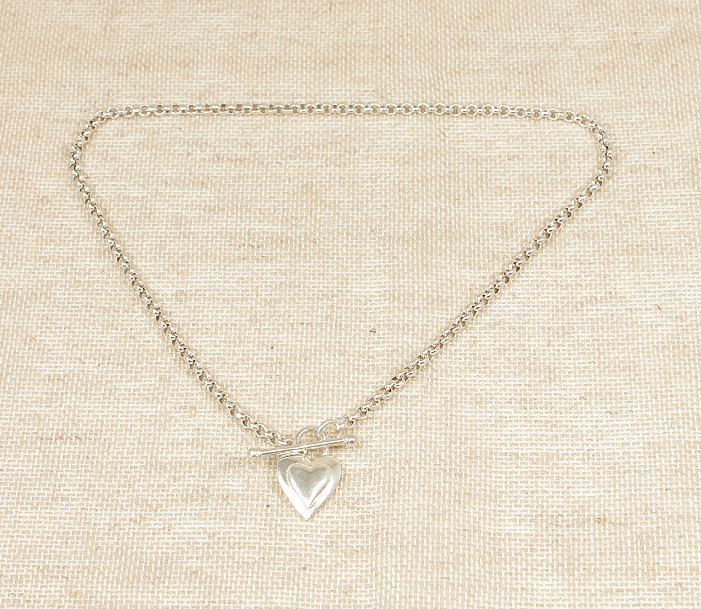 Silver ‘T’ Bar Heart Necklace