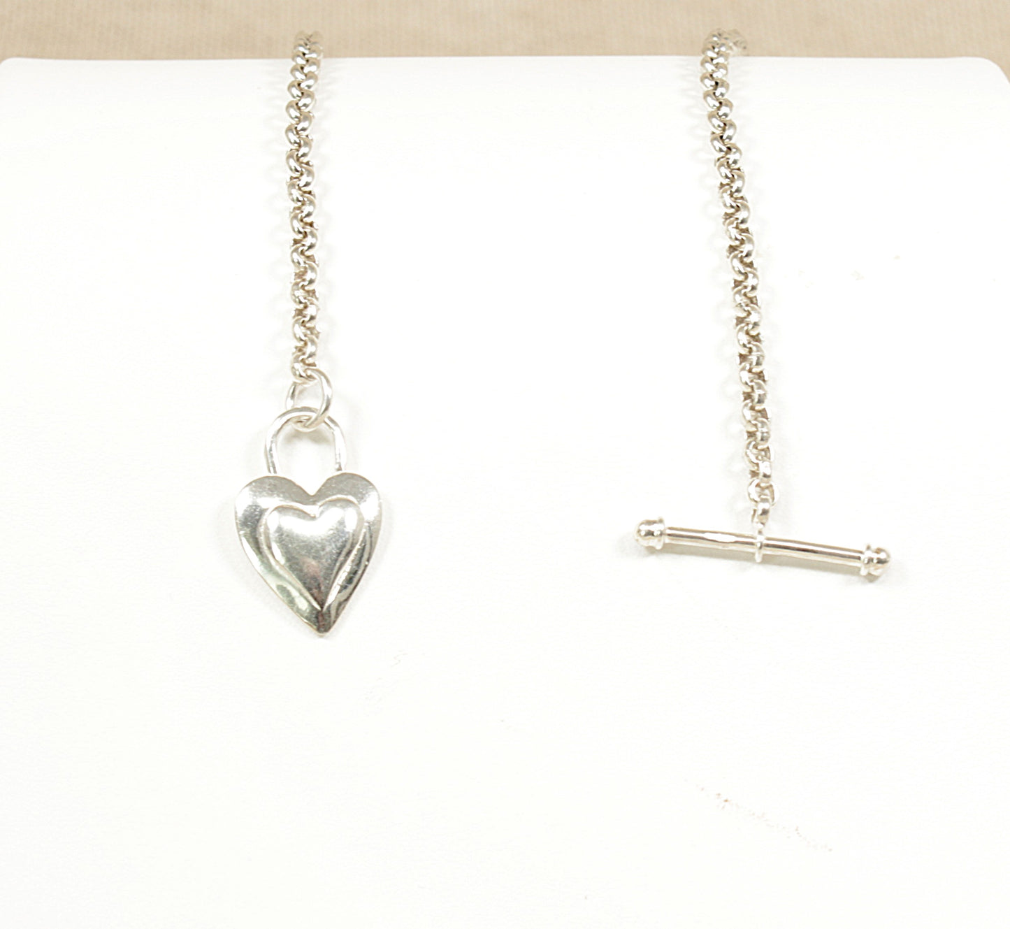Silver ‘T’ Bar Heart Necklace