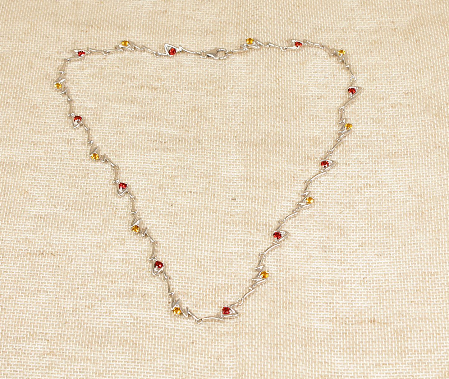 Silver Garnet and Citrine Necklace