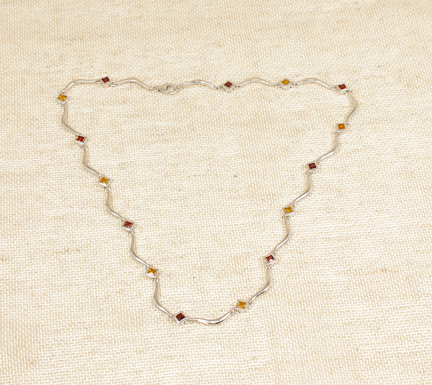 Silver Garnet and Citrine Necklace