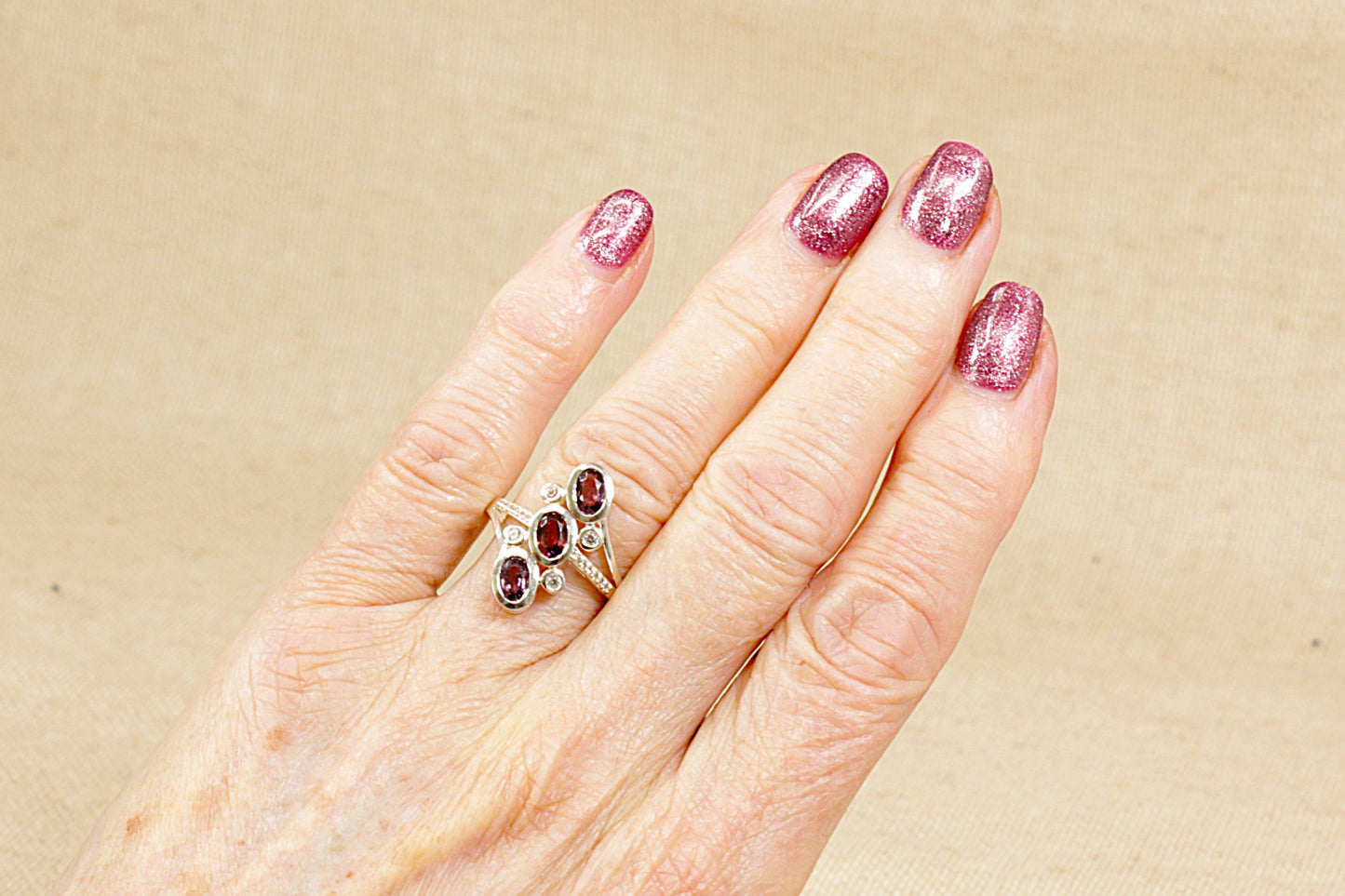 Silver Gemstone set Statement Ring