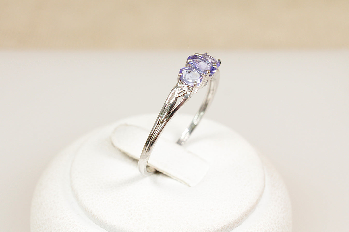 Silver Tanzanite Crystal Trilogy Ring