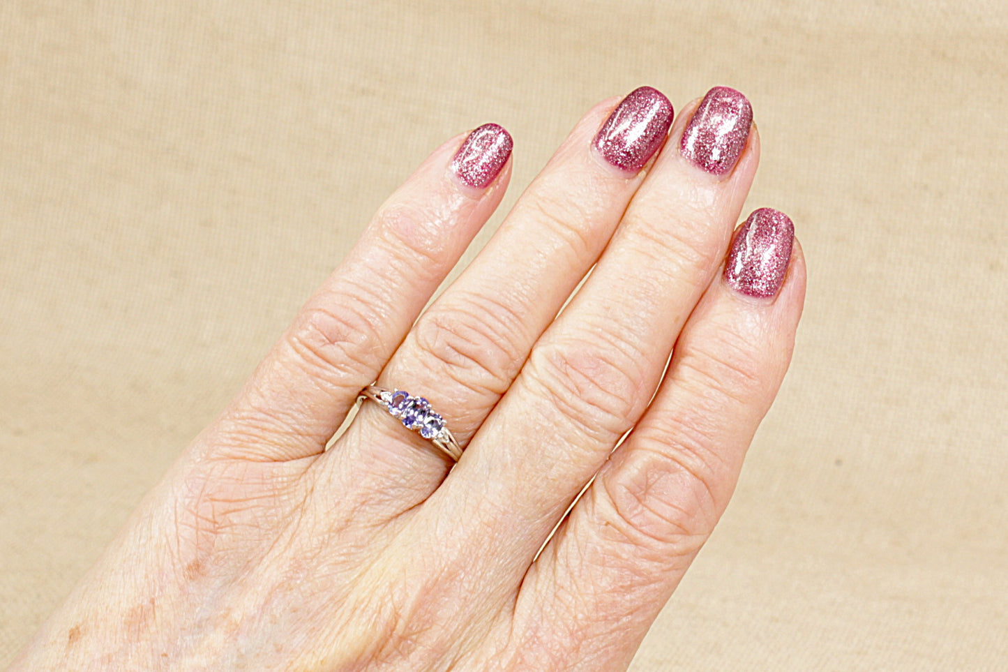 Silver Tanzanite Crystal Trilogy Ring