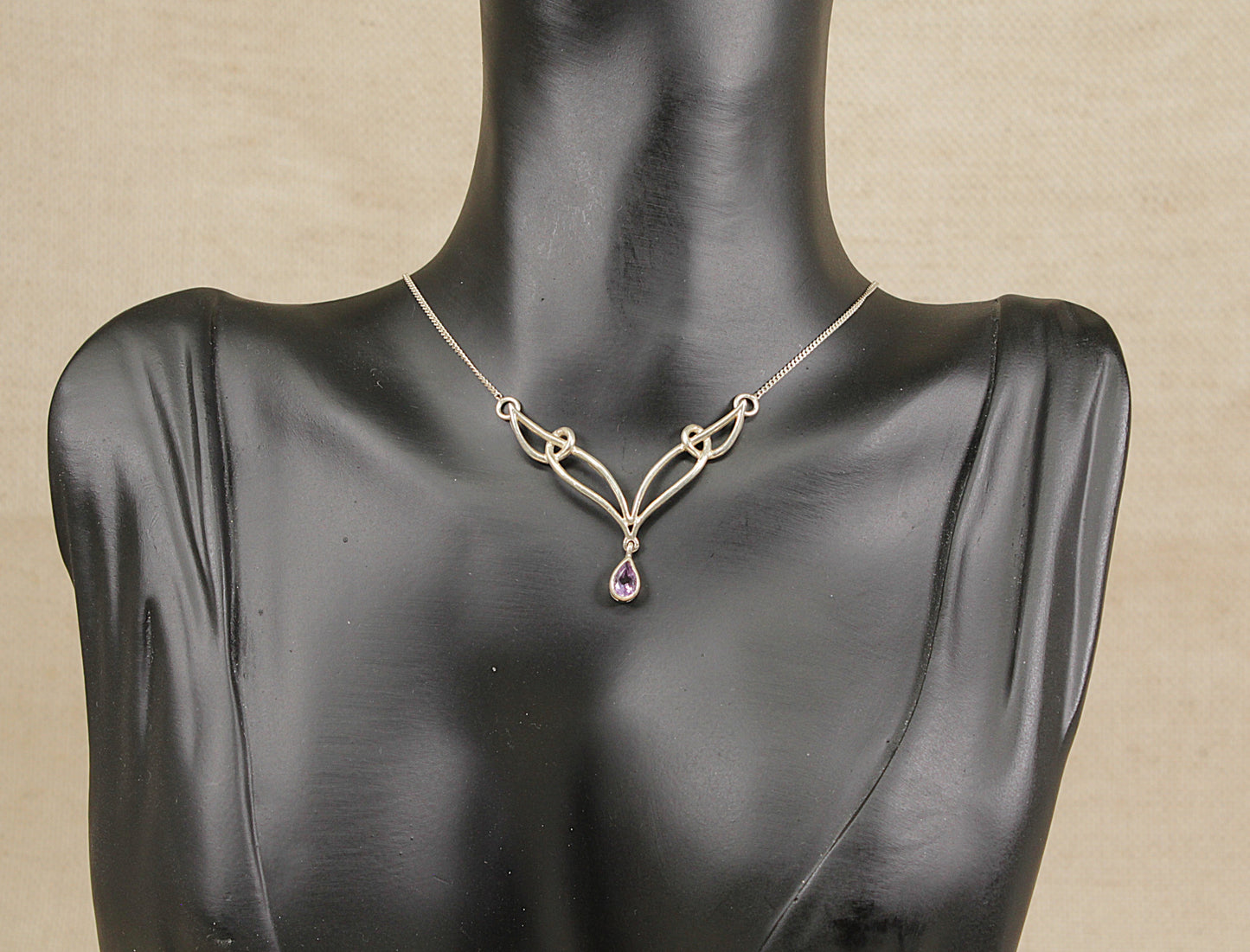 Silver Art Nouveau Style Amethyst Necklet