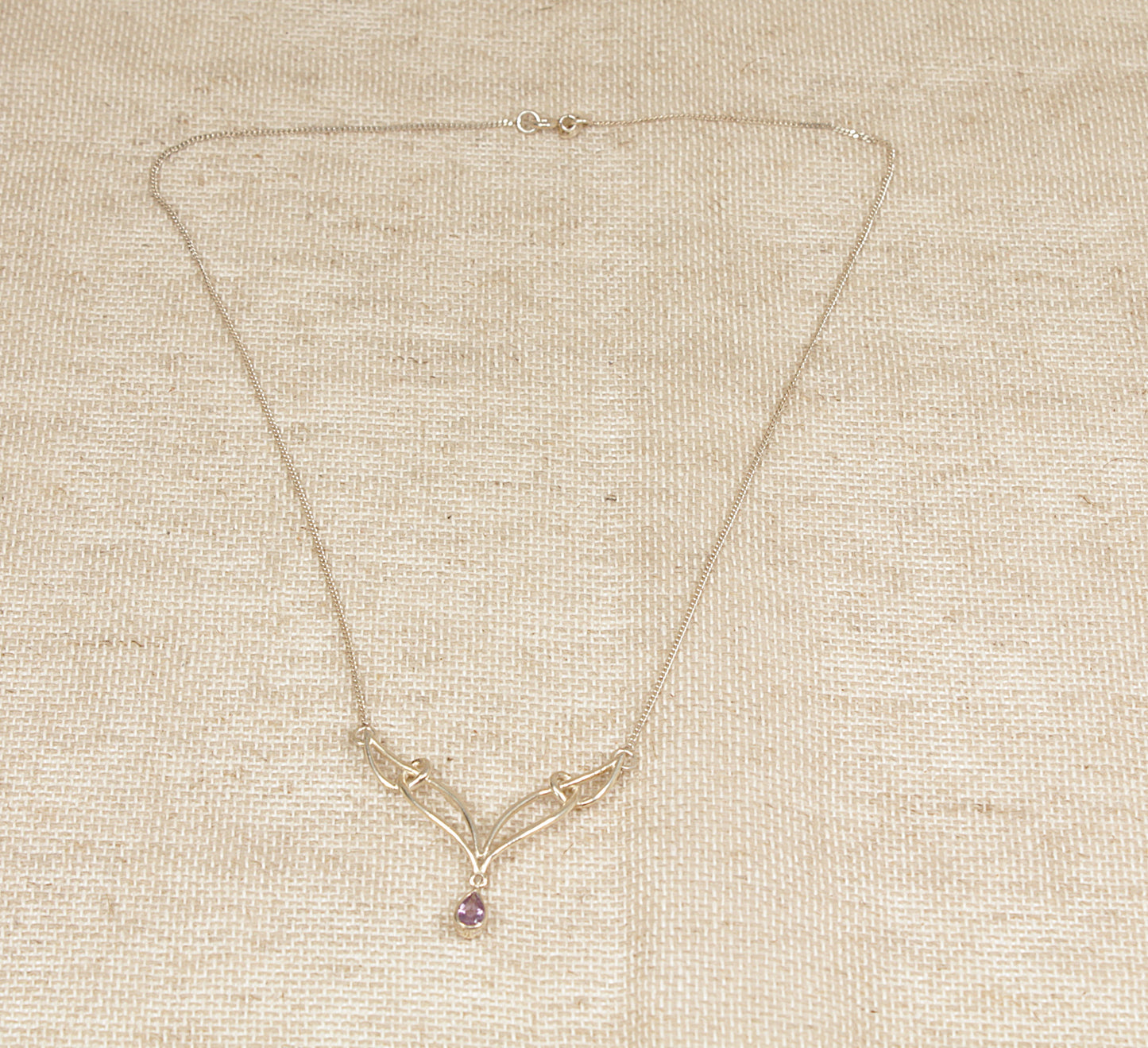 Silver Art Nouveau Style Amethyst Necklet