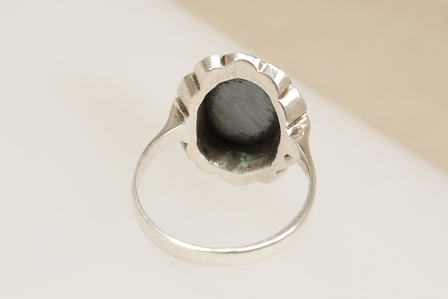 Art Deco Silver Hematite and Marcasite Ring