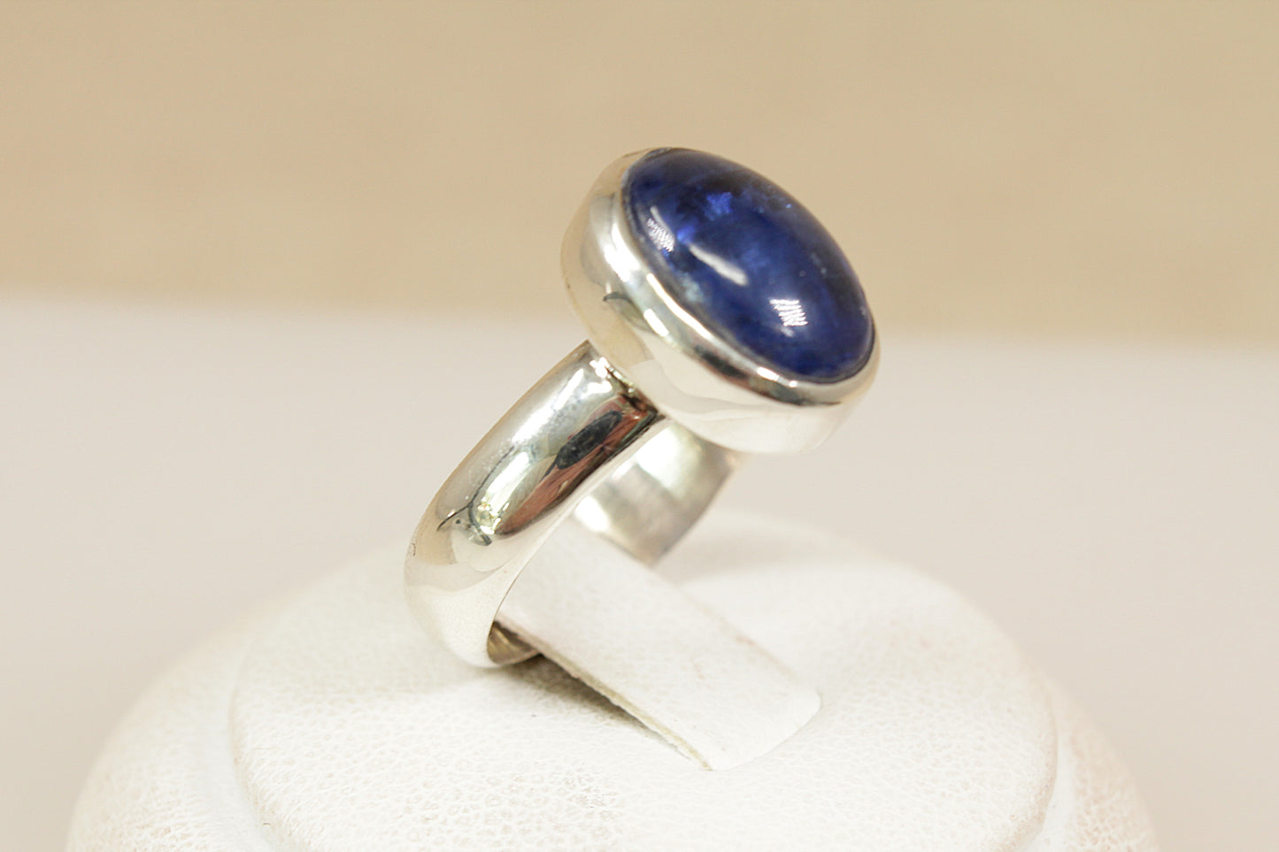 Silver Cabochon Topaz Solitaire Ring