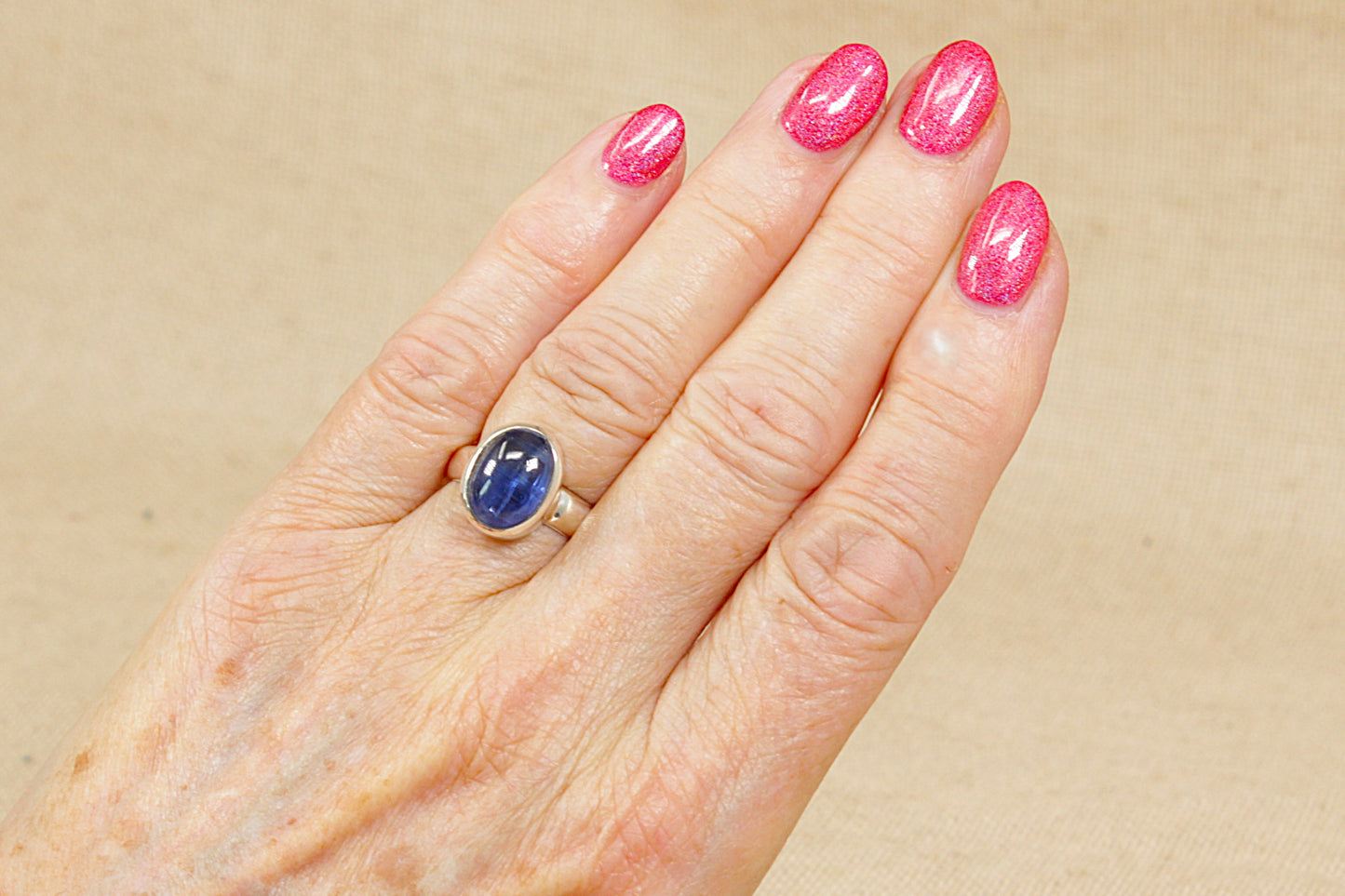 Silver Cabochon Topaz Solitaire Ring