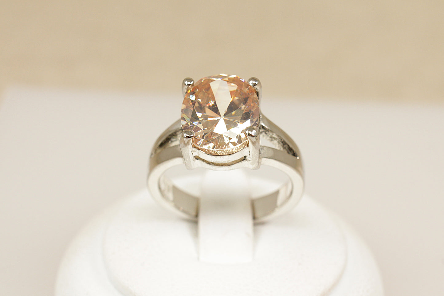 Sterling Silver Crystal Solitaire Statement Ring