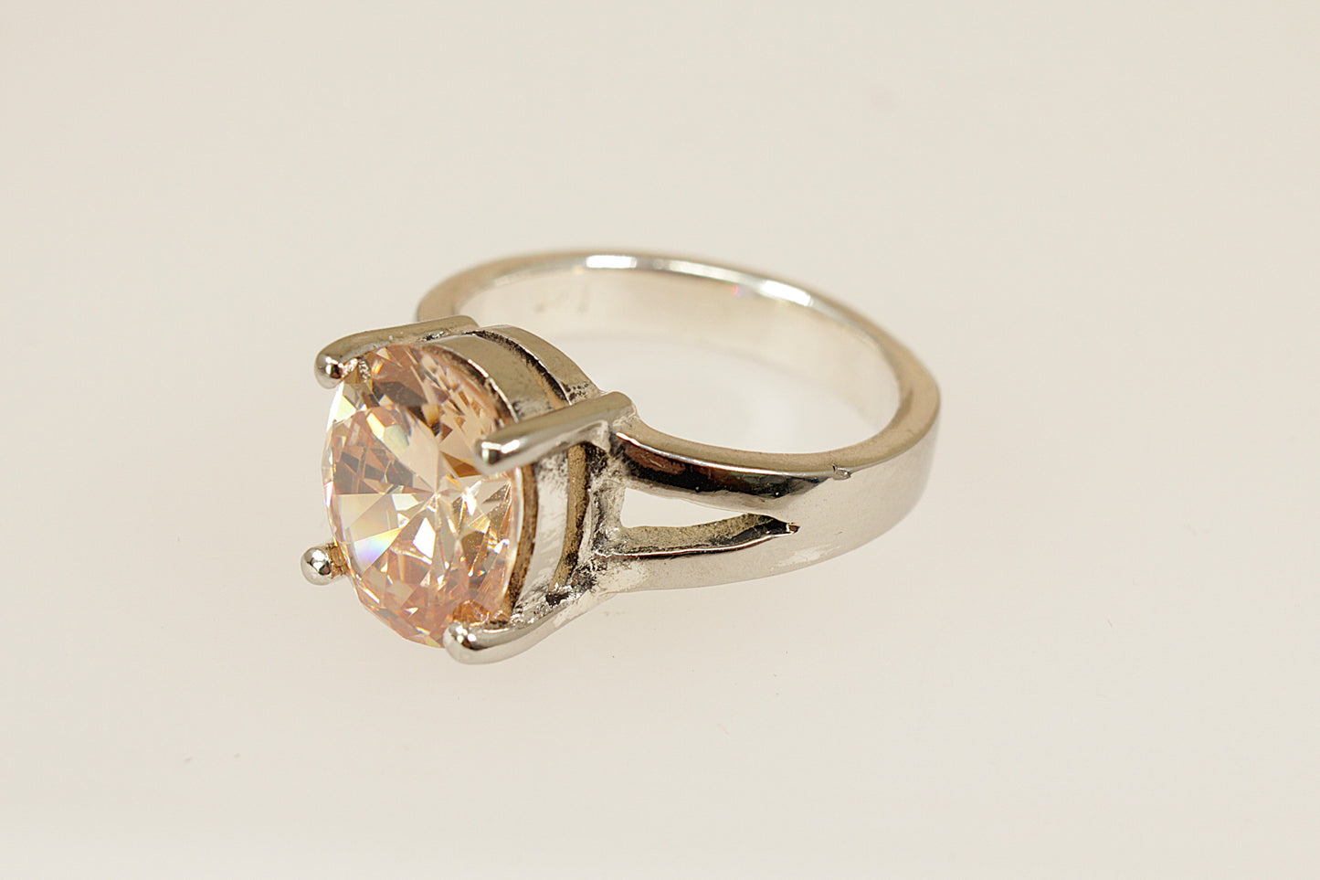 Sterling Silver Crystal Solitaire Statement Ring