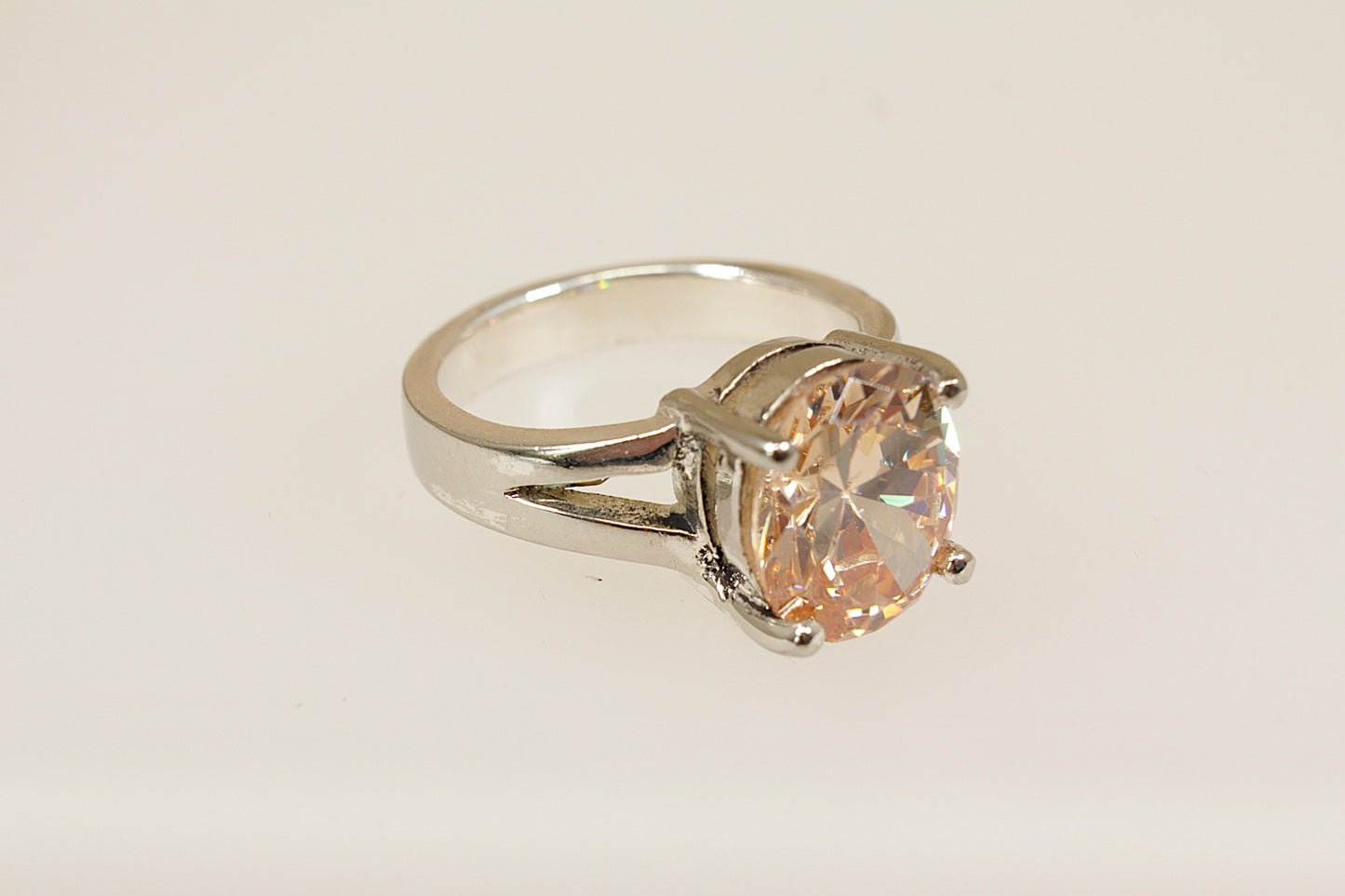 Sterling Silver Crystal Solitaire Statement Ring