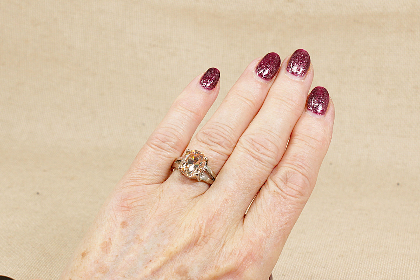 Sterling Silver Crystal Solitaire Statement Ring