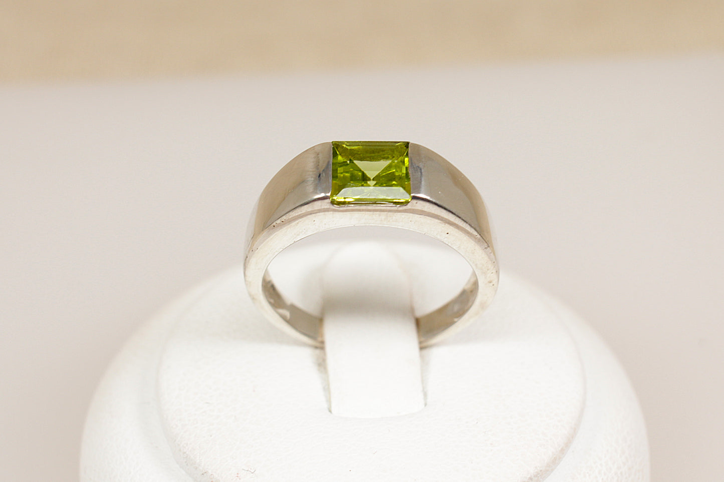 Silver Peridot Band Ring