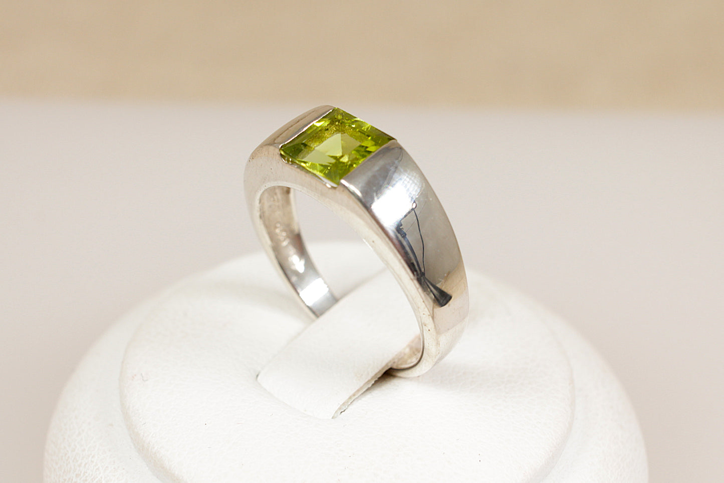Silver Peridot Band Ring