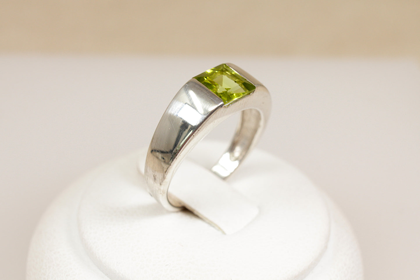 Silver Peridot Band Ring